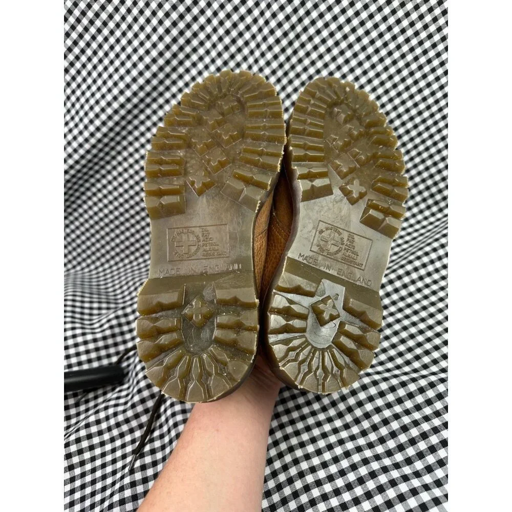 Dr. Martens Tan Leather Platform Oxford Shoes UK 4 Yellow Stitch Made in England